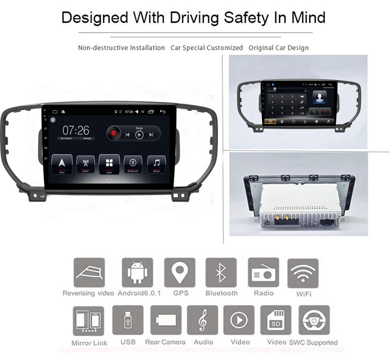 10 1 &quotодин Din Android 7 OS Специальный автомобильный DVD мультимедийный плеер для Kia KX5 2016