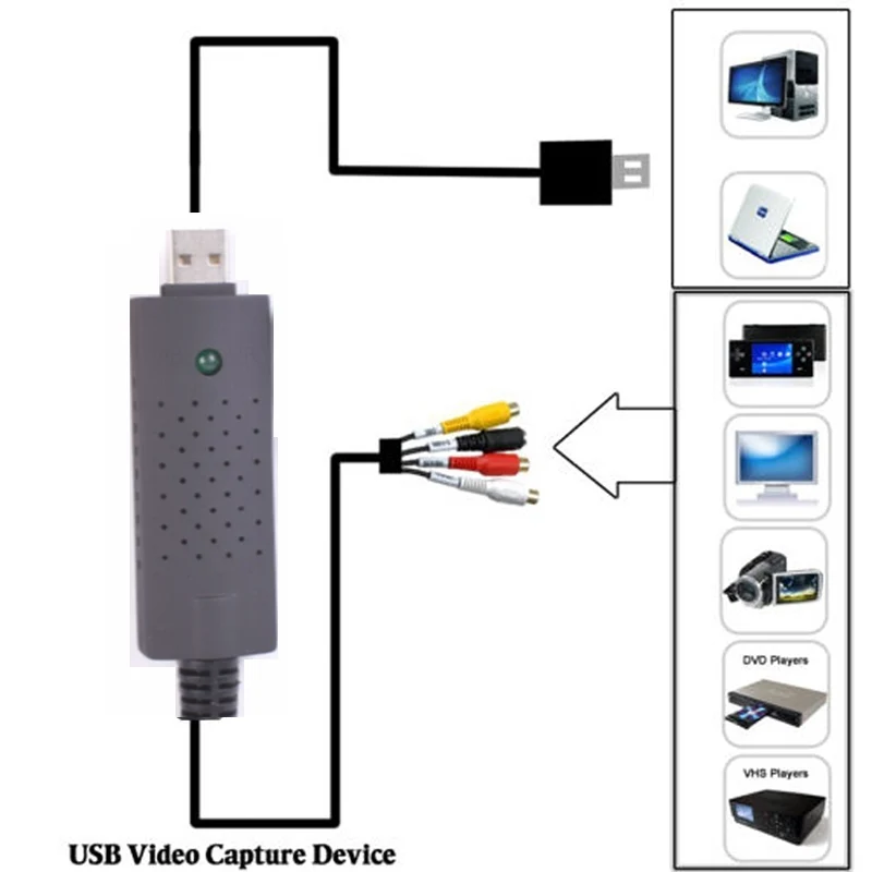USB 2 0 к RCA кабель адаптер конвертер Захват аудио видео карты Кабели для ПК ТВ DVD VHS