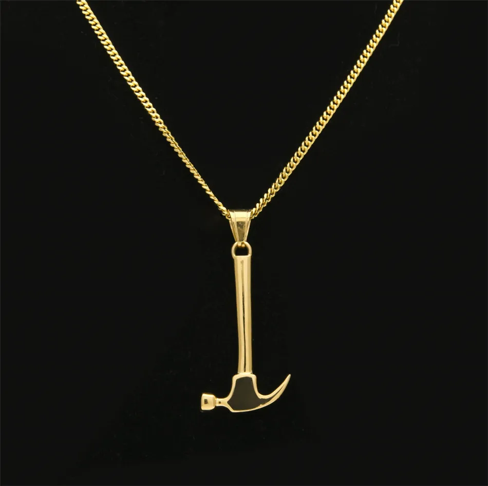 Мужская подвеска молот в стиле хип хоп ожерелье из нержавеющей стали золотого