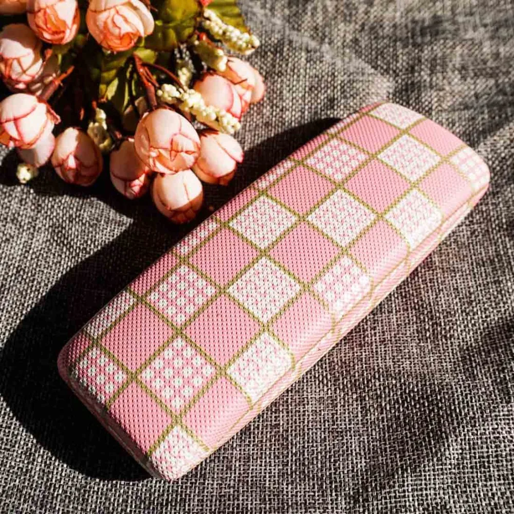 Чехол для очков в клетку мужчин и женщин элегантный тканевый с рисунком кожаный