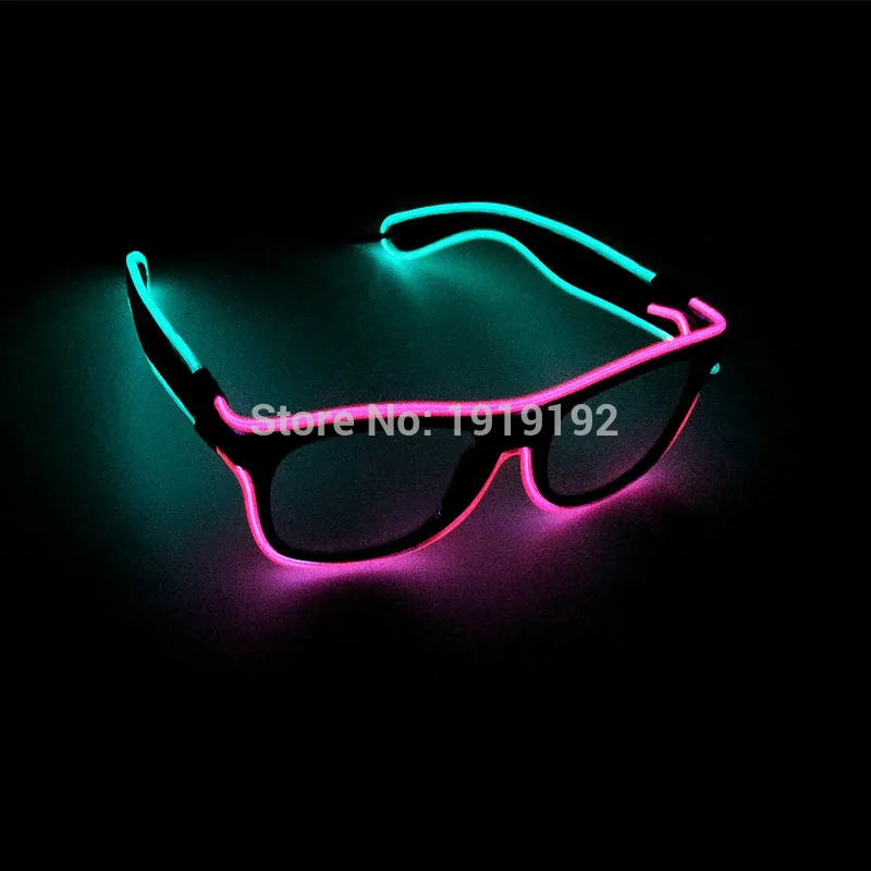 Очки ручной работы двухцветные светящиеся активируемые звуком EL Wire DC-3V