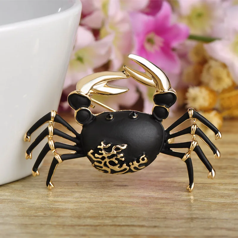 Эмалированные Броши Blucome крабы для женщин и детей подарки золотого цвета в стиле