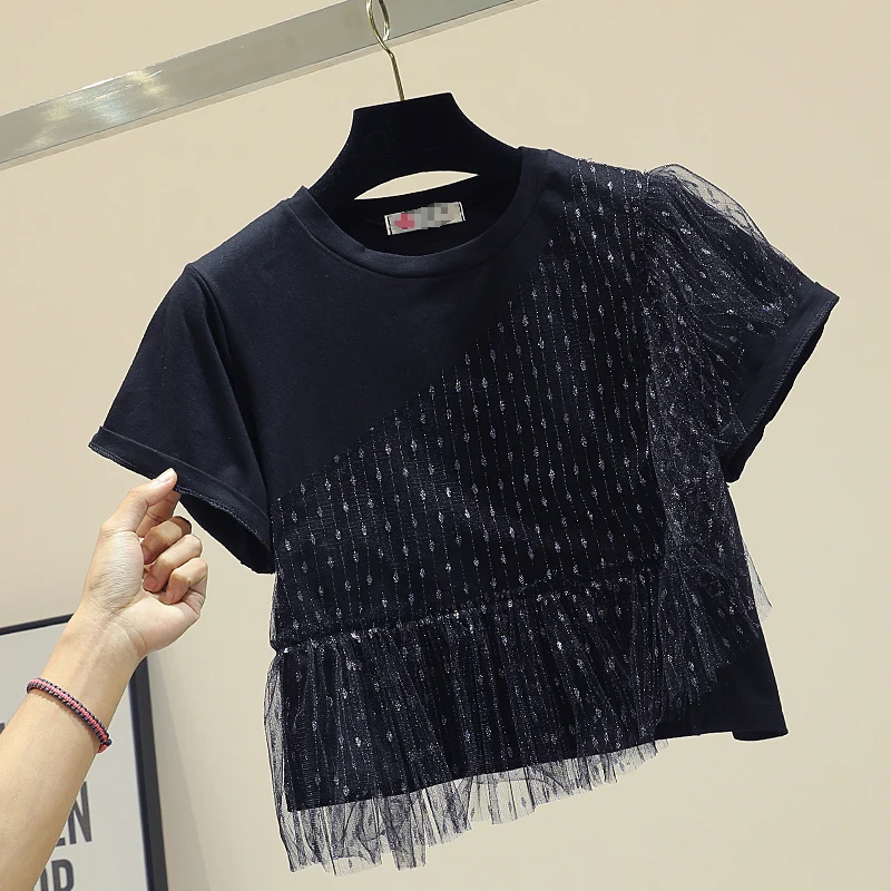 Женская хлопковая Футболка с круглым вырезом Повседневная Свободная футболка