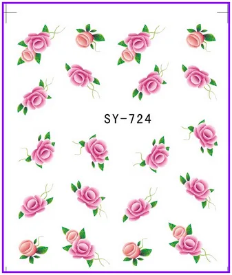 6 упак./лот блеск переводка NAIL ART наклейки на ногти цветок Роза в форме тюльпана от