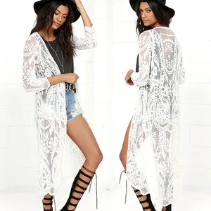Новые сексуальные кружевные пляжные женские накидки, вязаные крючком открытые прозрачные бикини-парео, туники, пляжный кардиган, накидка, халат De Plage