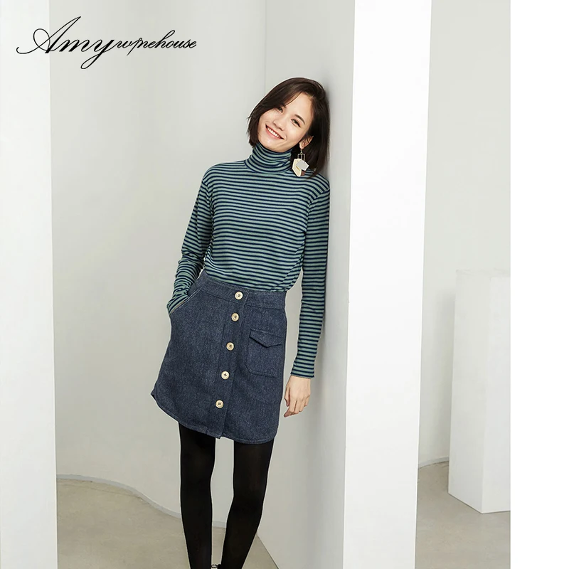 Эми вина дом Европейский Стиль юбка зима 2017 крест Высокая Талия Пуговицы