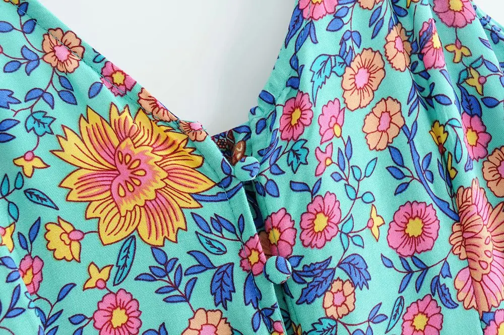 Женские пикантные Глубокий v шеи Цветочный vestidos печати кружева лоскутное слинг