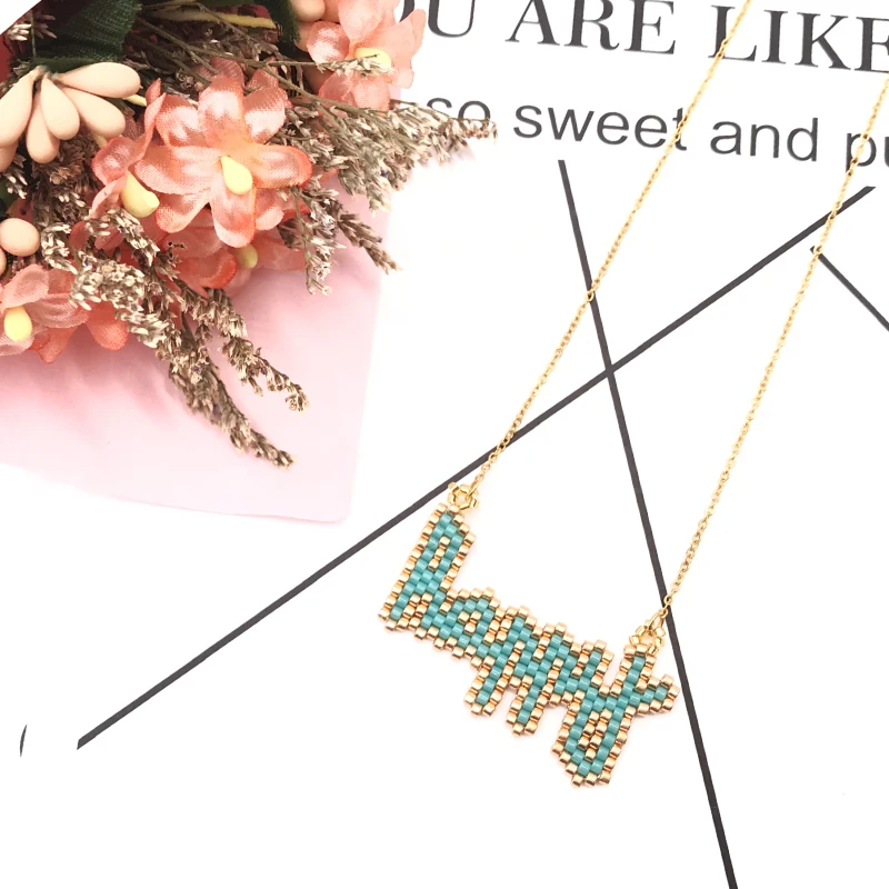 FAIRYWOO новые прелестные модные туфли Happy Smile, Love письмо Цепочки и ожерелья Boho/платье для девочек, ручная работа, Miyuki Стекло бусины для бижутерии, Нержавеющая сталь колье-чокер