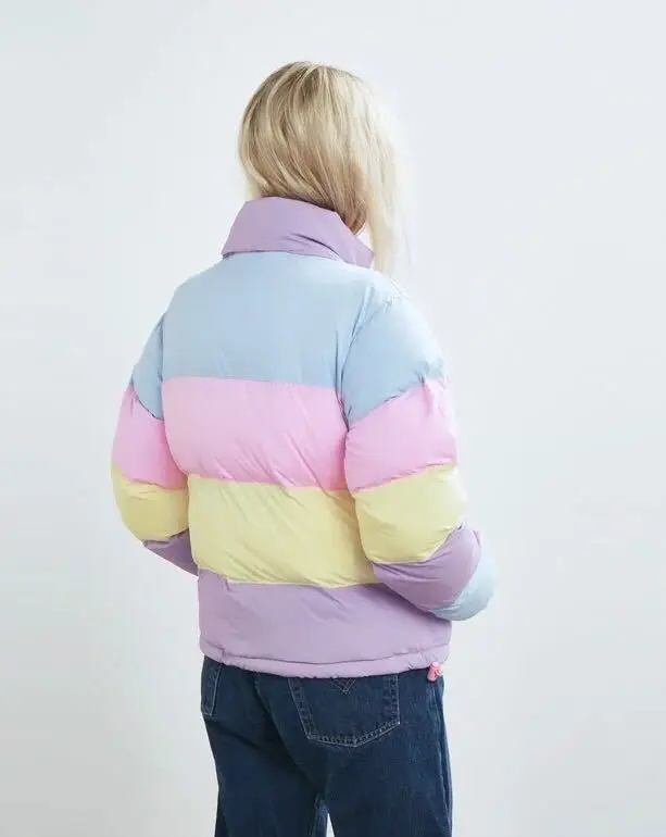 Женские радужные куртки со съемной шапкой в стиле Харадзюку универсальная