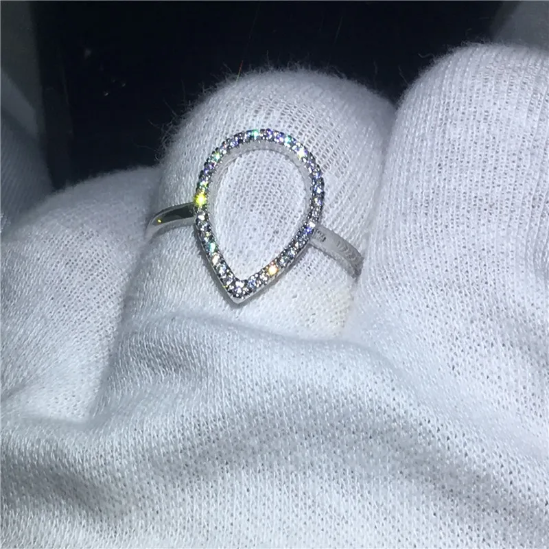 Кольцо обещание в форме груши однотонное серебряное ювелирное изделие 100% пробы с