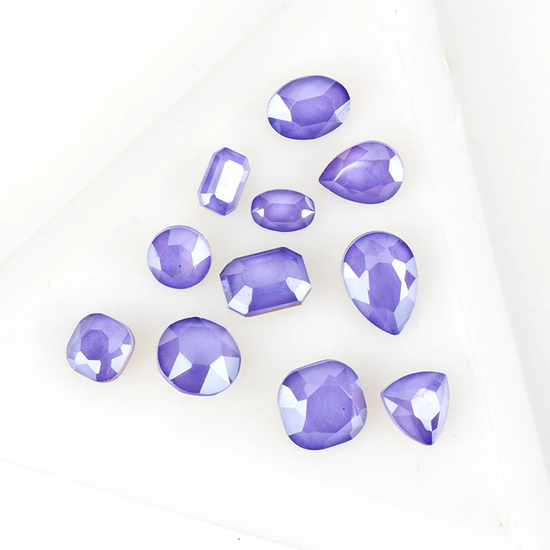 New prouduct 50pcs/pack pointback Glue on nail art Purple Lotus Moka rhinestones 539MK high quality glass crystal | Дом и сад