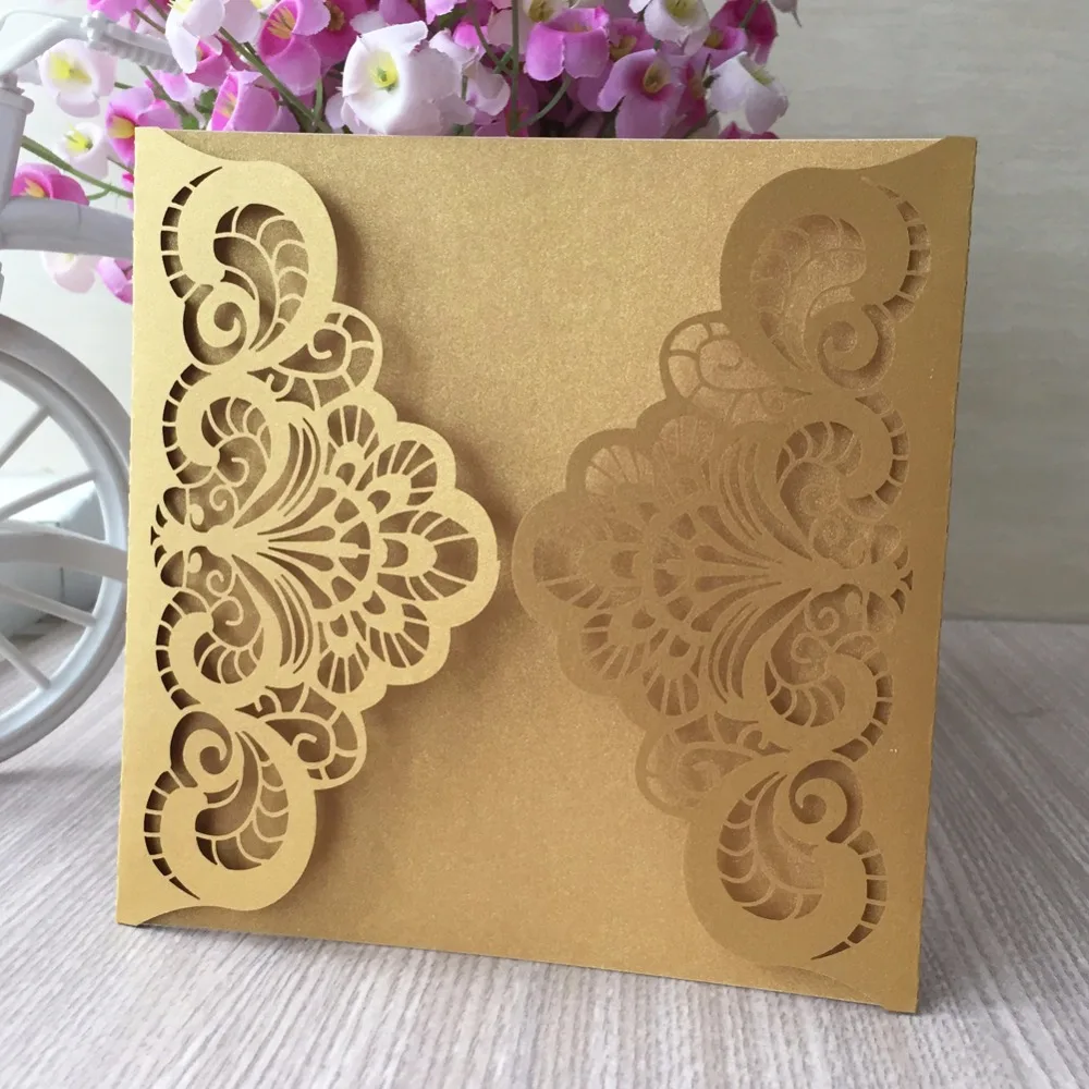 50 шт./лот креативный полый лазерный разрез свадебные пригласительные открытки