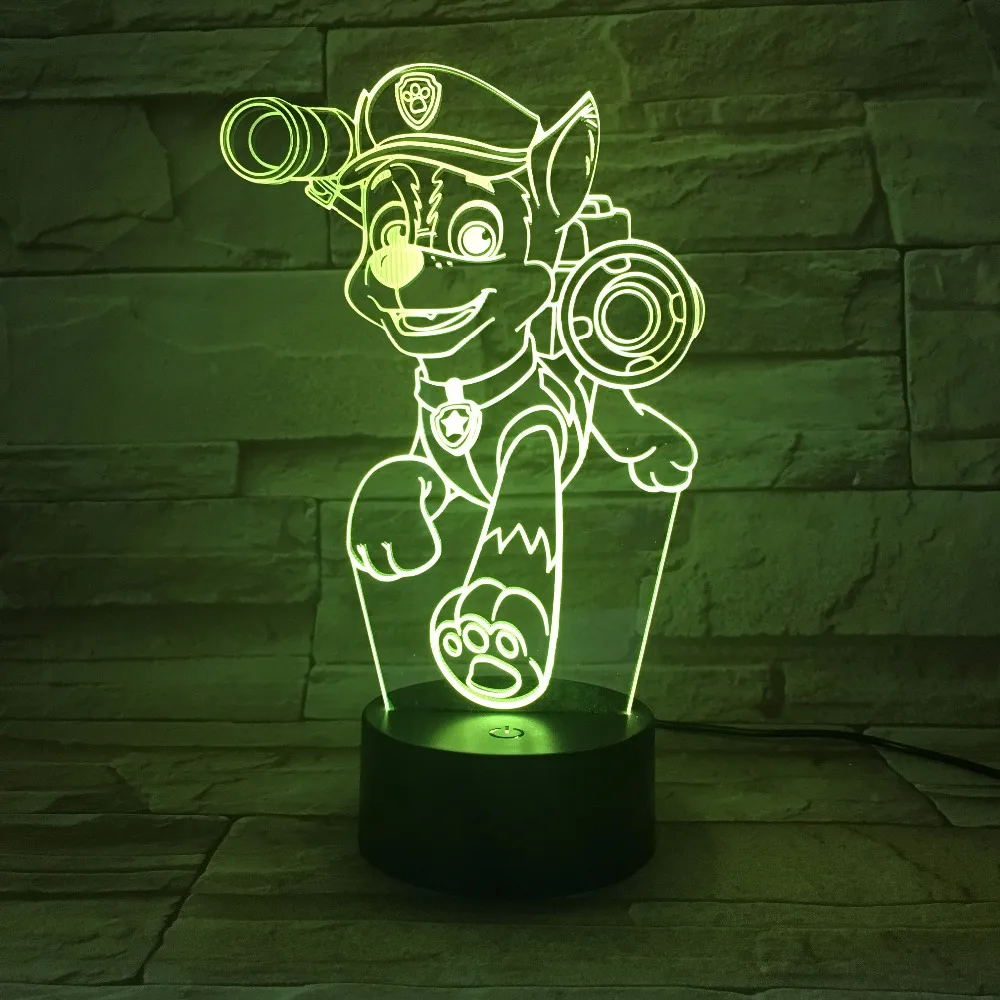 Большая распродажа патрулирование 3D светодиодный ночник собака Doggy мальчик Glow 7