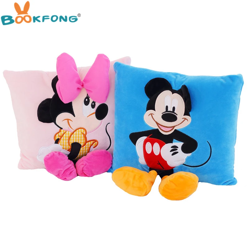 35 см 3D Микки Маус и Минни Маус плюшевая подушка Kawaii Микки Минни плюшевые игрушки детские подарки на день рождения Домашний диван декор