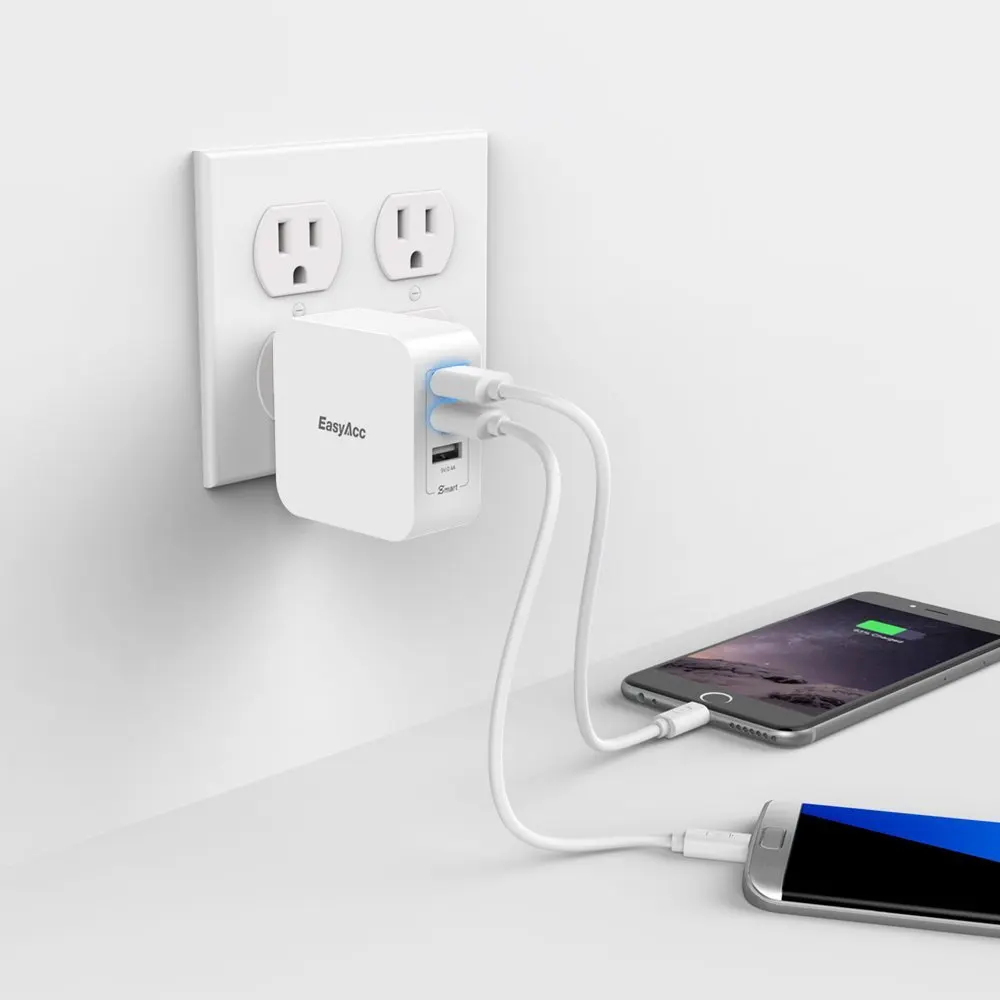 USB Зарядное устройство универсальное быстрое зарядное 36 Вт 7.2A стены 3 Порты и