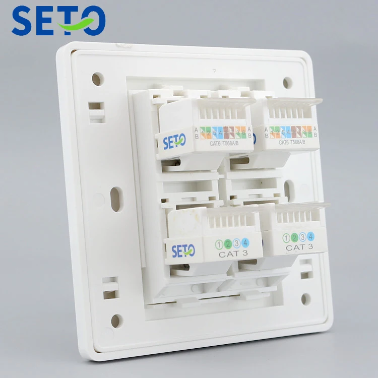 SeTo 86 Тип Двойная сеть RJ45 Cat6 + двойной RJ11 Cat3 телефон настенная пластина розетка