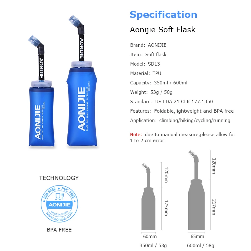 Складной резервуар AONIJIE SD13 350 мл 600 мл|water foldable|flask waterflask 6 |