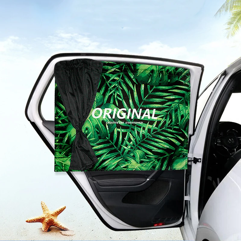 

Dropshipping Car Side Window Sunshade Curtains Auto Sun Visor Blinds Cover Double layer Blocking Tensile Stroller Accessories