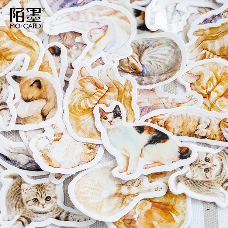 40 шт./упак. забавными кошками Тотем календарные наклейки пакет разместил его Kawaii