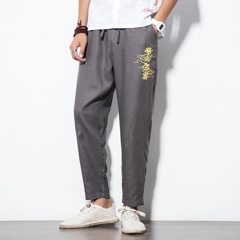 2018 nueva moda de verano seccion delgada hombres Lino Pantalones macho gran tamano Повседневный sueltan la cintura