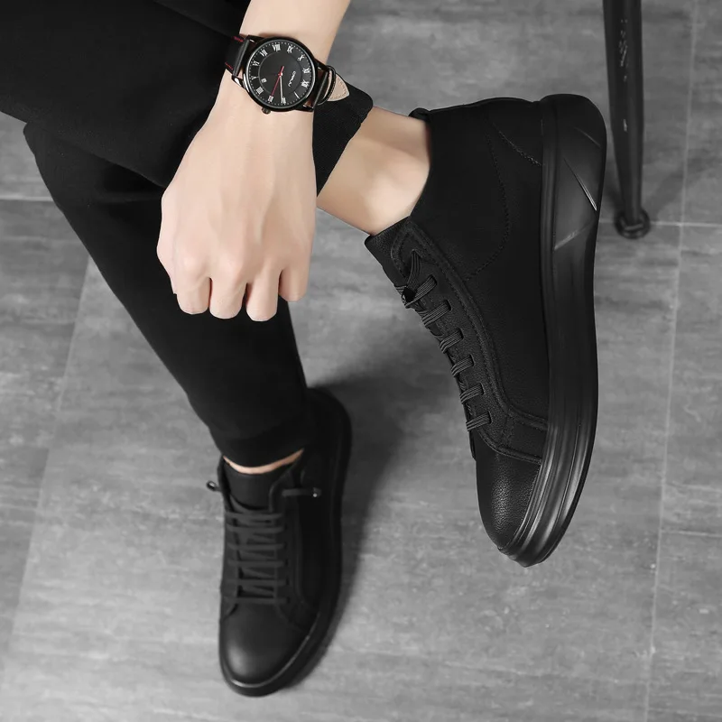 2018 Men Leather Boots Fashion Autumn Winter Warm Cotton Brand Ankle Lace Up Shoes Footwear Casual Drop Shipping | Обувь