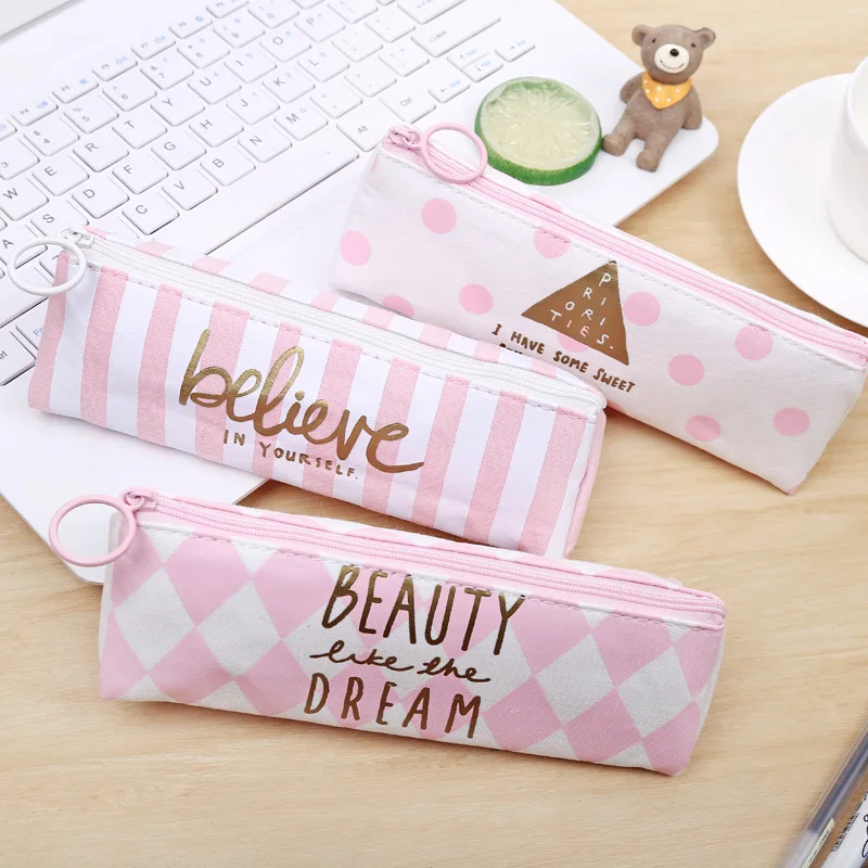 Кавайный чехол для карандаша кожа розовый белый школьные принадлежности Bts