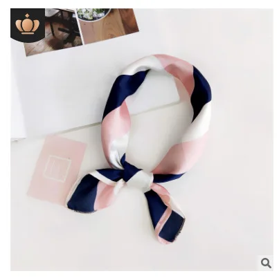 

retro print stripes lines pink white blue silk square scarves scarf necktie kerchief hairband headscarves hair jewelry for women