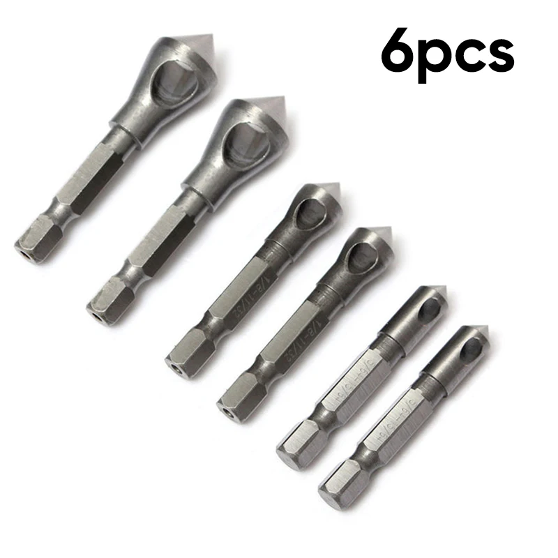

6pcs/Set Titanium Coated Countersink Deburring Drills Chamfering Cutting Tools
