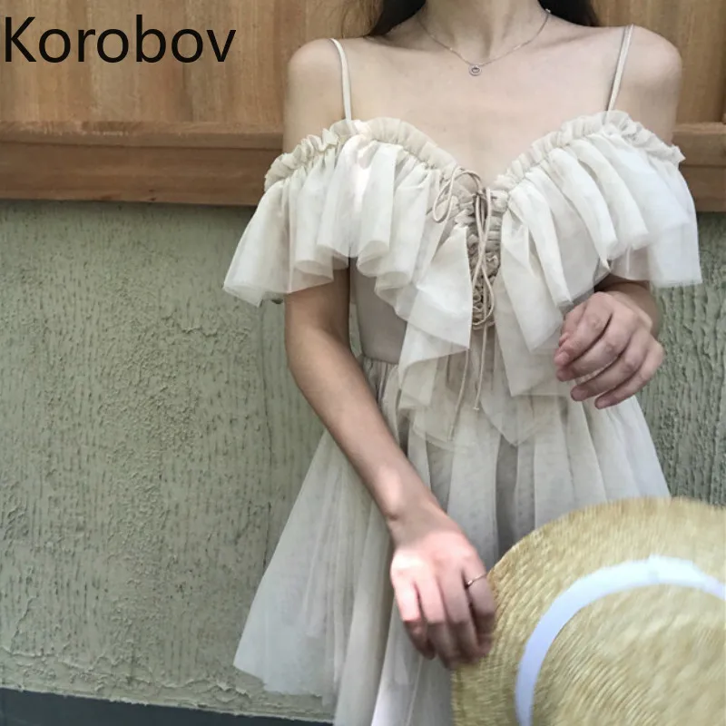 Фото Коробова модные пикантные Slash шеи с открытыми плечами летнее платье завязки