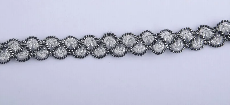 40 ярдов плетеная Серебристая Черная кружевная ткань необычная декоративная