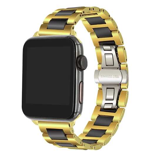 Ремешок из керамики и нержавеющей стали для iWatch Apple Watch 38 мм 40 мм 42 мм 44 мм серия 5 4 3 2 1 ремешок на запястье браслет