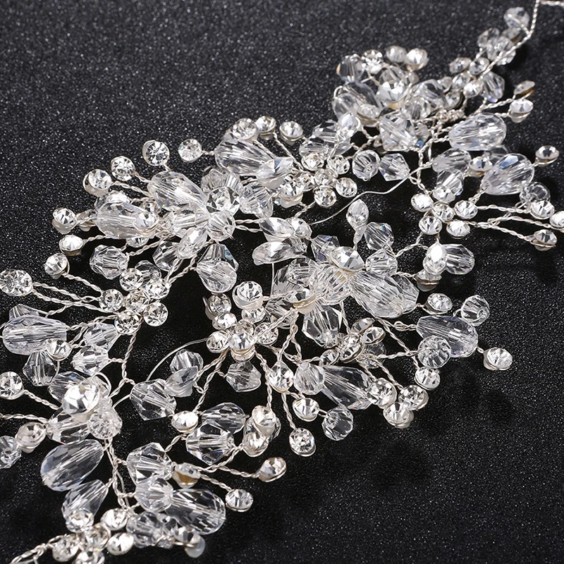 100% Handmade Sparkling Crystal Wedding Hair bands Soft Headband Women Party Jewelry Accessories | Украшения и аксессуары