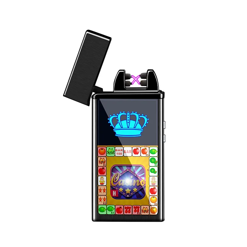 Новая Металлическая ветрозащитная игровая машина USB зарядка Зажигалка двойная