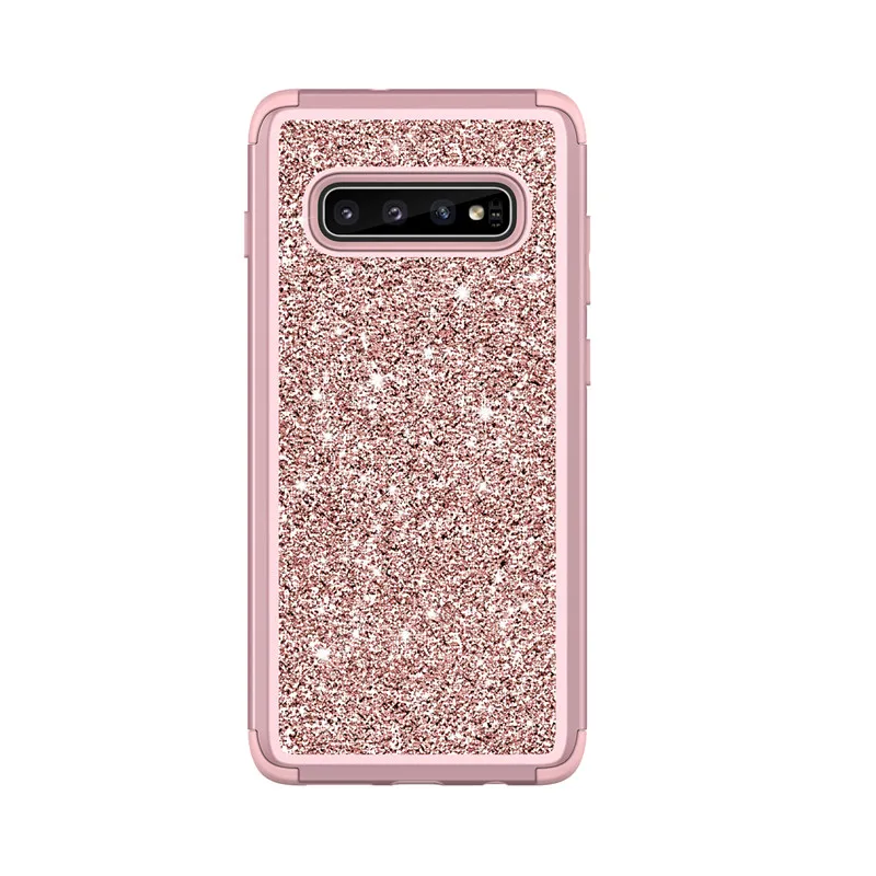Роскошный блестящий яркий Жесткий чехол со стразами для samsung s9 s10 Plus note9 note8, ударопрочный гибридный защитный чехол на 360 градусов - Цвет: Pink