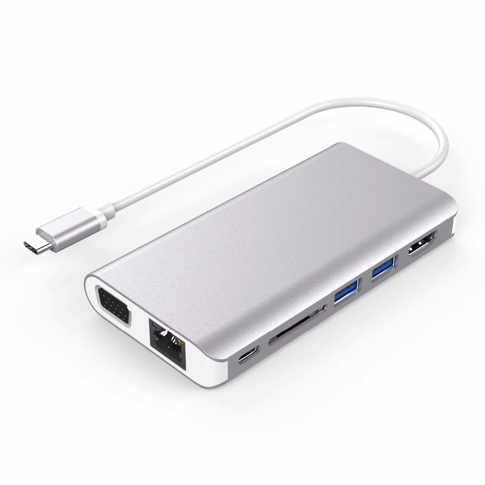 Концентратор Type C USB 4K HDMI VGA RJ45 SD 3 0 ключ для ноутбука или смартфона с портом Thunderbolt