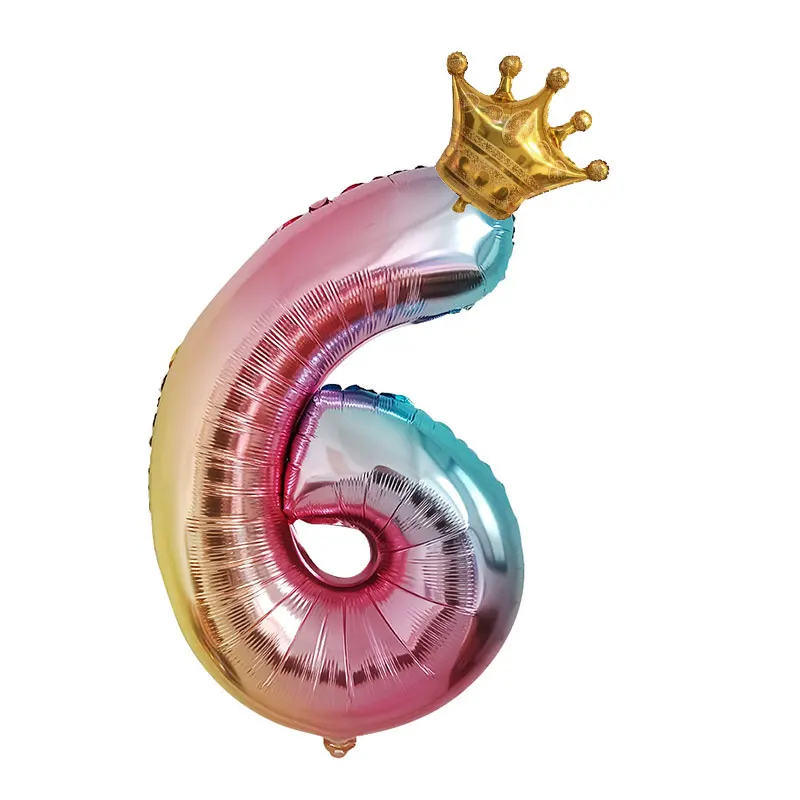Number 6 crown 32 дюймов шара с цифрой цифры клипсы для воздушных шаров, Радуга шары для свадьбы и дня рождения вечерние аксессуары для взрослых и детей, 0-9 цифровой воздушные Globos - Цвет: Number 6 crown