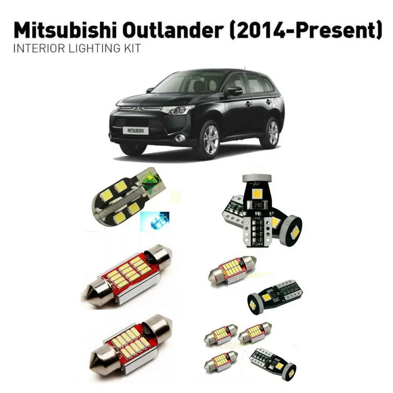 

Led interior lights For mitsubishi outlander 2014+ 8pc Led Lights For Cars lighting kit automotive bulbs Canbus