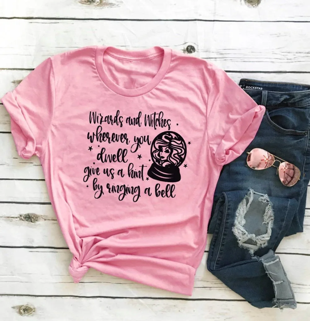 Ведьма хрустальный шар Забавный Графический camiseta rosa feminina вечерние в уличном