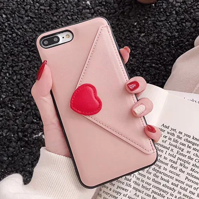 pink GlamPhone чехол, модный кожаный кошелек с сердечком, чехол для телефона для iPhone XS Max XR XS 8 8plus 7 7plus 6/6S Plus, мягкая задняя крышка - Цвет: pink