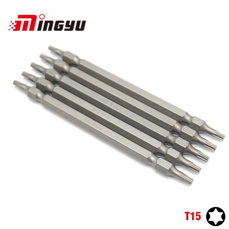 5 шт./компл. 110 мм Длина Длинная Torx T15 электрическая отвертка Биты домашние ручные инструменты 1/" шестигранный хвостовик Двойной Конец Бит звезды набор
