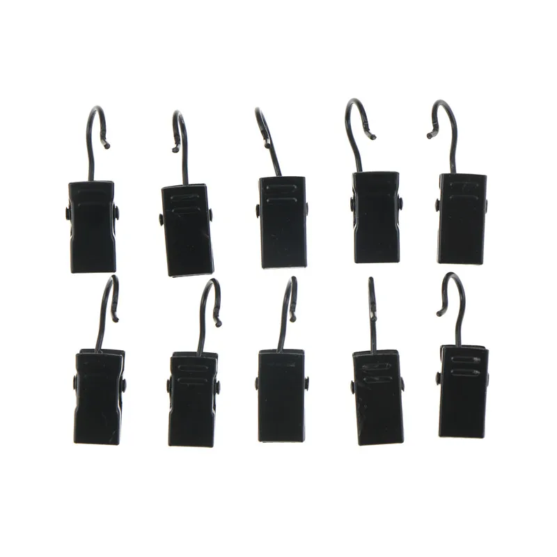 10 шт./лот нержавеющая сталь бельевые прищепки окна душ карниз для штор крюк