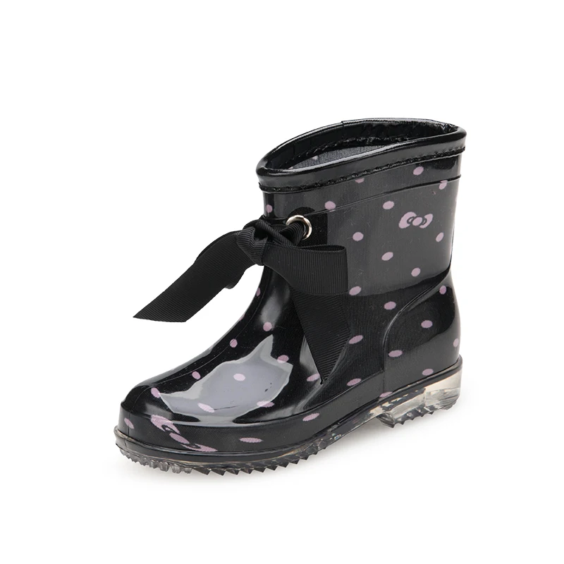 Милые Мультяшные детские короткие резиновые сапоги с кристаллами бантом лентой