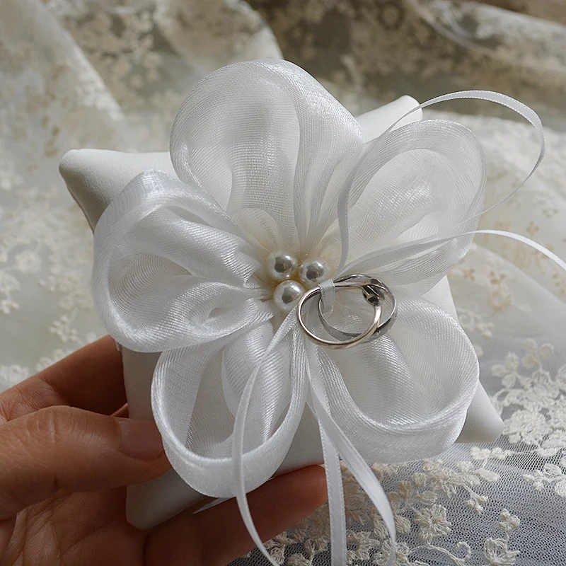 High quality Wedding Ring Pillow Eugen yarn big flower Bride Pillows Cushion Decoration accessories DIY party supplies | Дом и сад