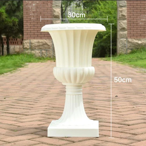 White flower vase 8 шт./Партия Цветочная вазы пол пластиковая ваза завод подвеска в форме цветка цветочный горшок дорога свинец 50 см для дома/свадьбы коридора украшения G181 - Цвет: White flower vase