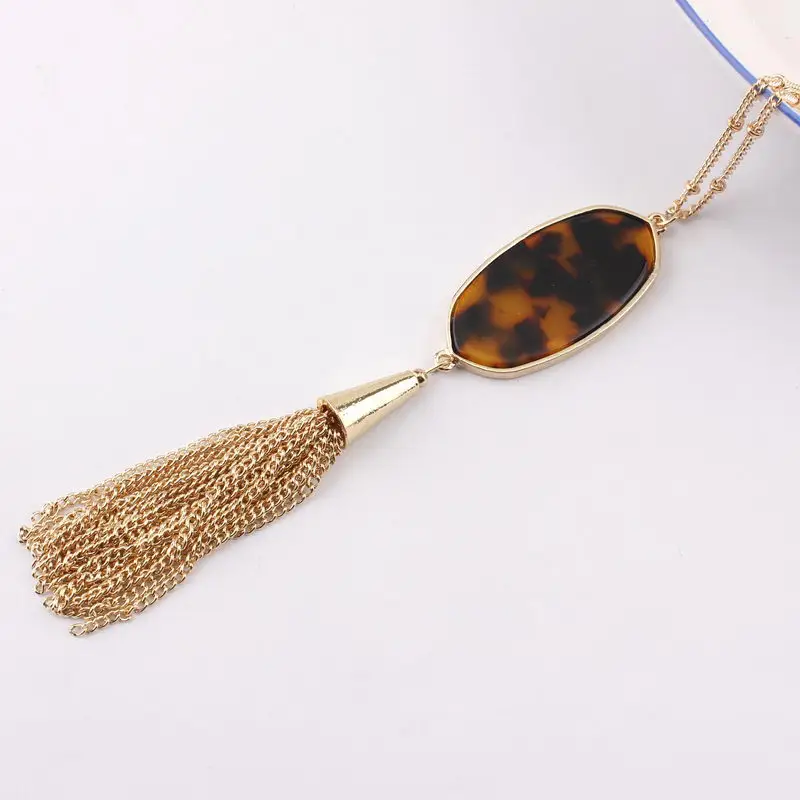 Дизайнерский Вдохновленный Овальный кулон с кисточкой длинная цепочка ожерелье