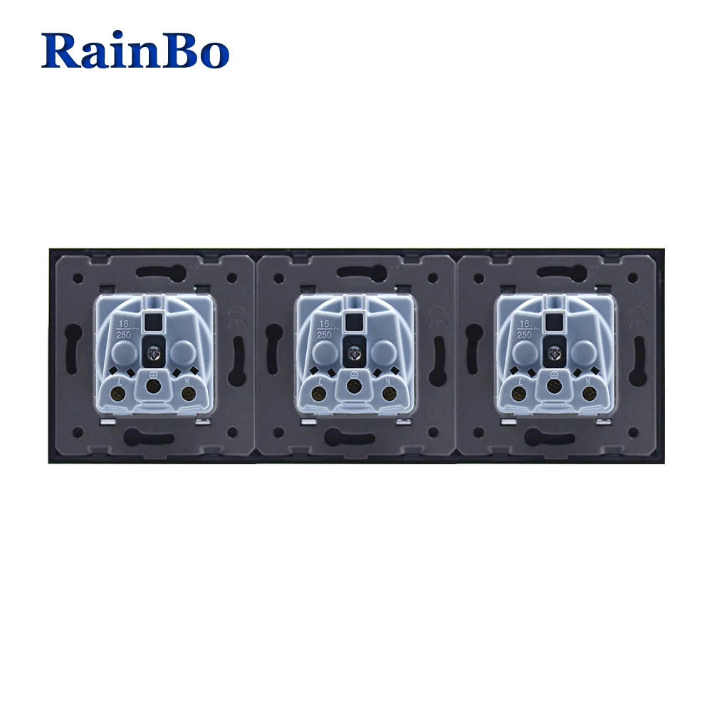 RainBo NEW-Wall powe-Socket Standard-Power Crystal-Glass-Panel AC110 ~ 250V 16A-Wall-Power-Socket A38F8F8FB | Обустройство дома