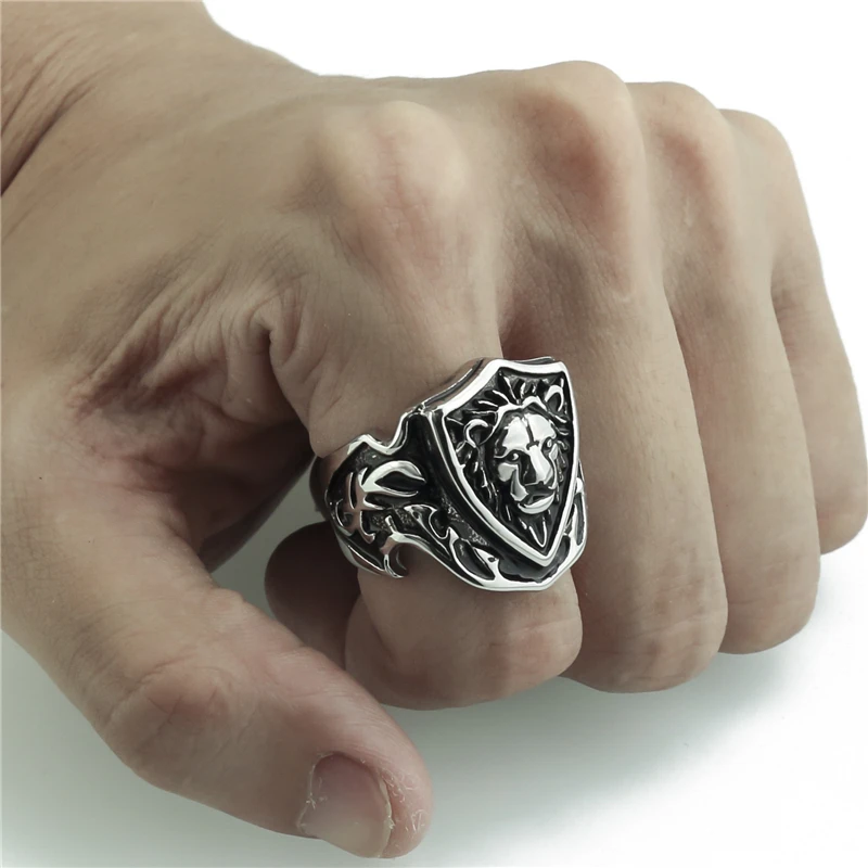 Elfasio мужские Обувь для мальчиков Silver King Lion рыцарь знак Нержавеющая сталь Байкер
