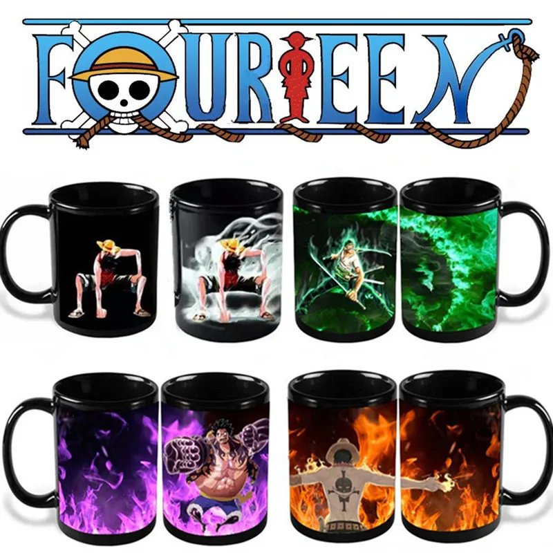 Аниме кофейная кружка цельный кусок Caneca меняющая цвет чашка Luffy Zoro Ace Canecas