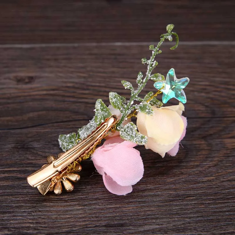 FORSEVEN в богемном стиле розового цвета с цветочным узором Свадебная заколка