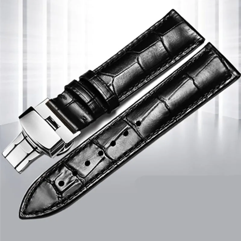 Ремешок для часов из натуральной кожи с застежкой-бабочкой браслет наручных